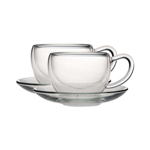 Teaposy socrates double-walled glass tea cup+saucer set
