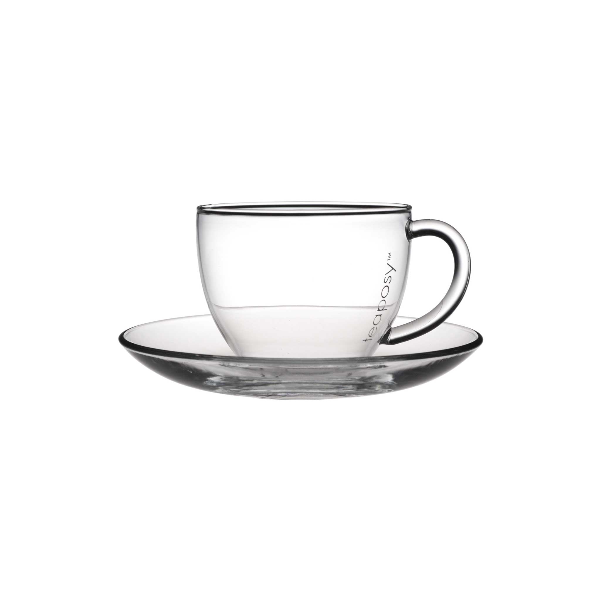 Soul Mates Glass Tea Cup + Saucer Set 3oz 