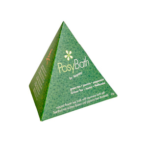 Teaposy green tea posy tea bath with peppermint and jasmine flower packed in a pretty triangle green box