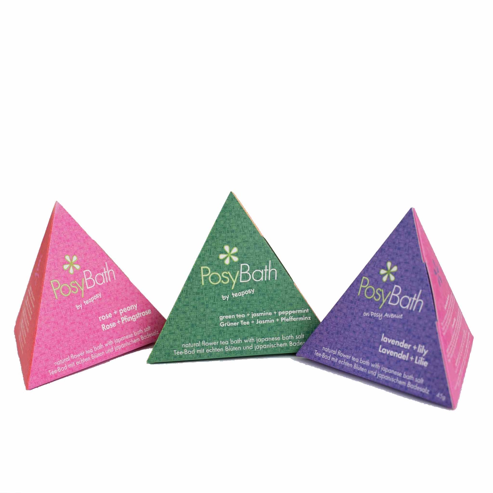 Teaposy posy flower tea bath set including three unique flower bath teas