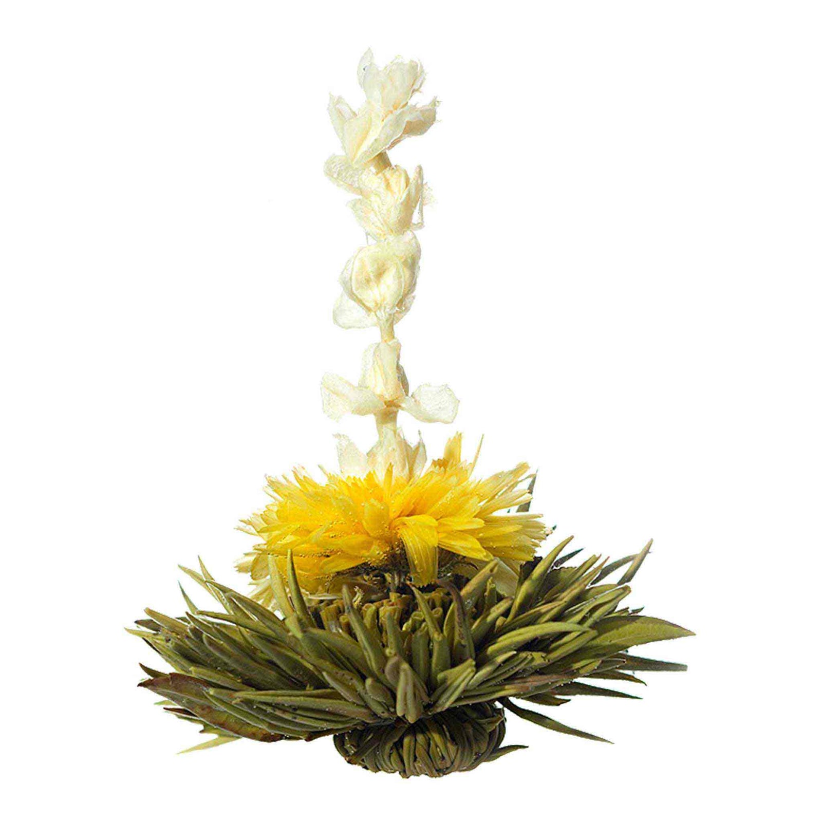 Teaposy falling water blossoming tea, with jasmine flower and calendula