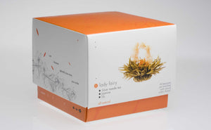 Teaposy lady fairy blooming tea, 6 silver needle flowering white teas jasmine scented packed in orange colored box